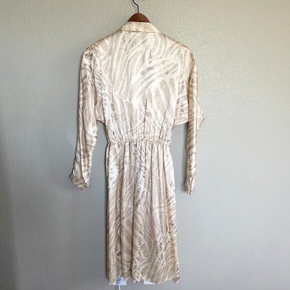 Vintage 80s Shiny Midi Length Boho Wrap Dress by Leslie Fay Size 12 - Picture 10 of 10